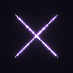 Shadow Flurry: Shadow flurry: eight quick crescent cuts land at random angles around the target, each with a puff of ink-violet smoke and sparks, then a finishing X cut with a flash, shards of darkness and violet sparks.