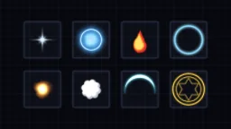 Efeito de partículas Ícones de itens surgem