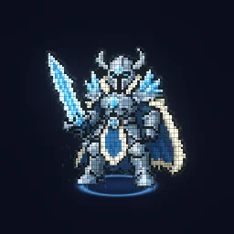 Personagem se Materializa: Partículas mágicas sobem em uma coluna e criam um sprite de herói pixel por pixel, nas próprias cores, começando pelos pés.