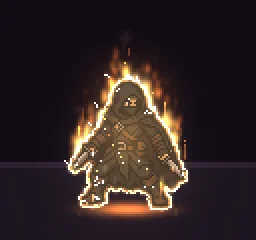 Pixel Art Burning Status particle effect