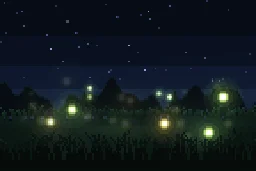 Pixel Art Fireflies Night Loop particle effect