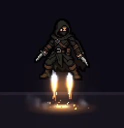 Pixel Art Jetpack Thrust particle effect