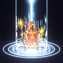 Pixel Art Magic Circle Cast particle effect