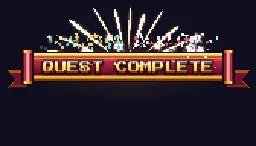 Pixel Art Quest Complete Banner particle effect