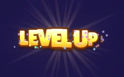 Level Up Text Pop particle effect