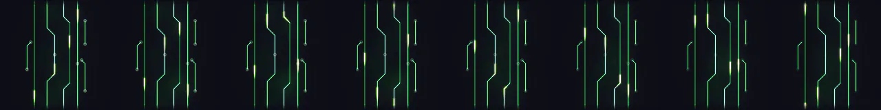 Circuit Beam at 8 moments, from 0 s to 1.75 s