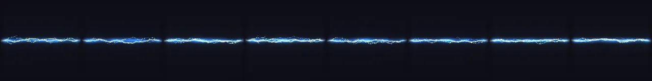 Lightning Beam at 8 moments, from 0 s to 1.75 s