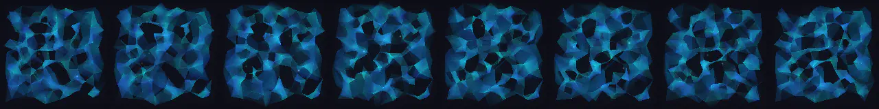 Fundo triangular low poly em 8 momentos, de 0 s a 7 s