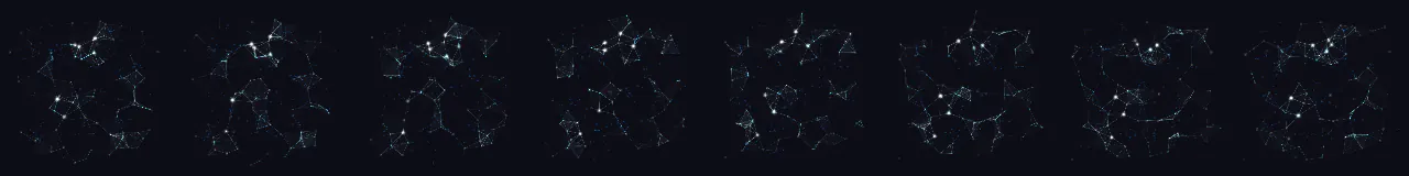 Fundo de rede Plexus em 8 momentos, de 0 s a 7 s