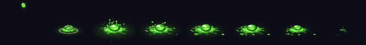 Slime Ball Splat at 8 moments, from 0 s to 1.49 s