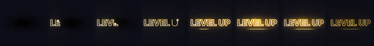 Texto de Neon se Escrevendo em 8 momentos, de 0 s a 2.28 s