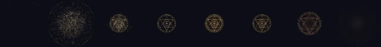 Logo se Forma com Faíscas em 8 momentos, de 0 s a 3.15 s