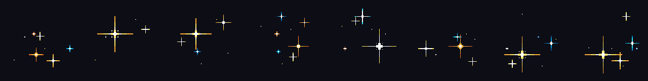 Pixel Art Sparkle at 8 moments, from 0 s to 1.75 s