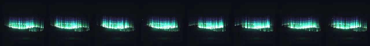 Pixel Art Aurora Sky Loop at 8 moments, from 0 s to 5.25 s