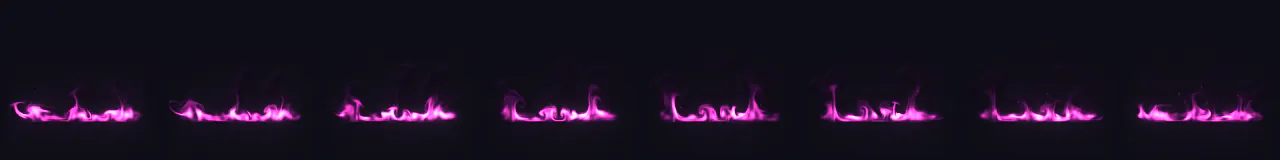 Dark Miasma at 8 moments, from 0 s to 3.5 s