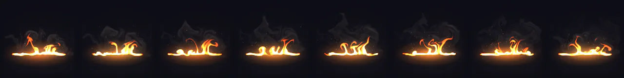Ground Fire Hazard at 8 moments, from 0 s to 2.19 s