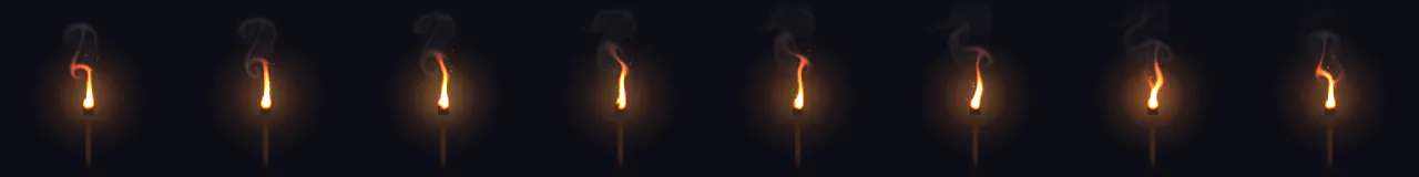 Smoking Torch at 8 moments, from 0 s to 1.75 s