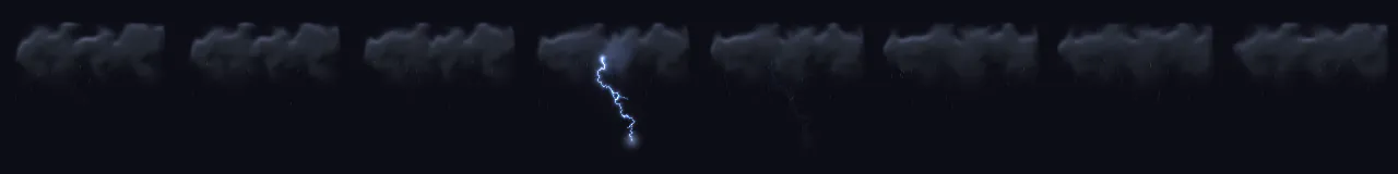 雷暴云 在 0 秒到 2.63 秒之间的 8 个时刻