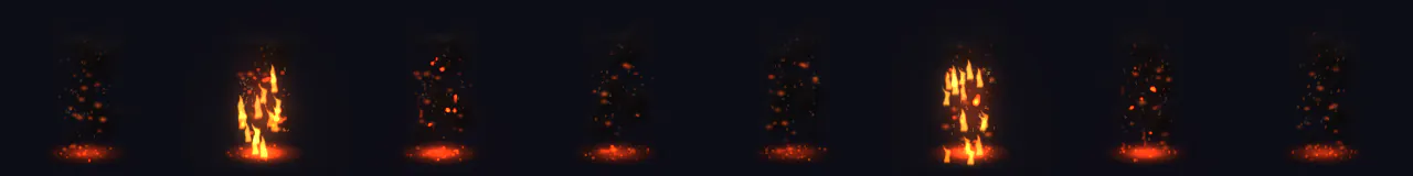 Burned Status at 8 moments, from 0 s to 1.75 s