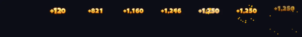 Coin Counter Text at 8 moments, from 0 s to 1.93 s