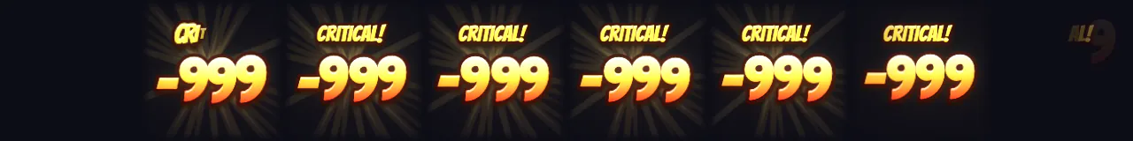 Critical Hit Damage Number at 8 moments, from 0 s to 2.1 s