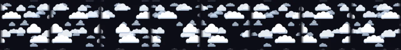 Nuvens à deriva em 8 momentos, de 0 s a 8.75 s