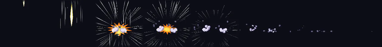 Impacto no Chão de Anime em 8 momentos, de 0 s a 1.05 s