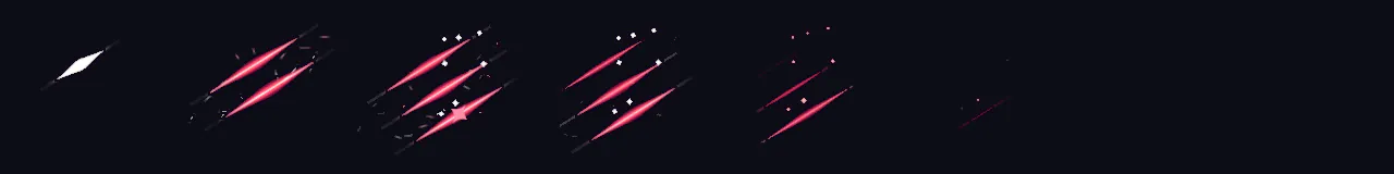 Anime Triple Slash at 8 moments, from 0 s to 0.79 s