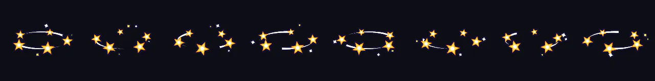 Cartoon Dizzy Stars at 8 moments, from 0 s to 1.05 s