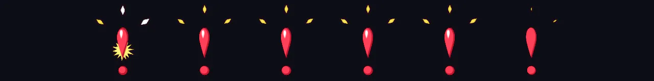 Surprise Exclamation Emote at 8 moments, from 0 s to 1.05 s