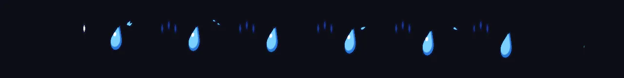 0秒から1.4秒までのアニメ風汗マークの8コマ
